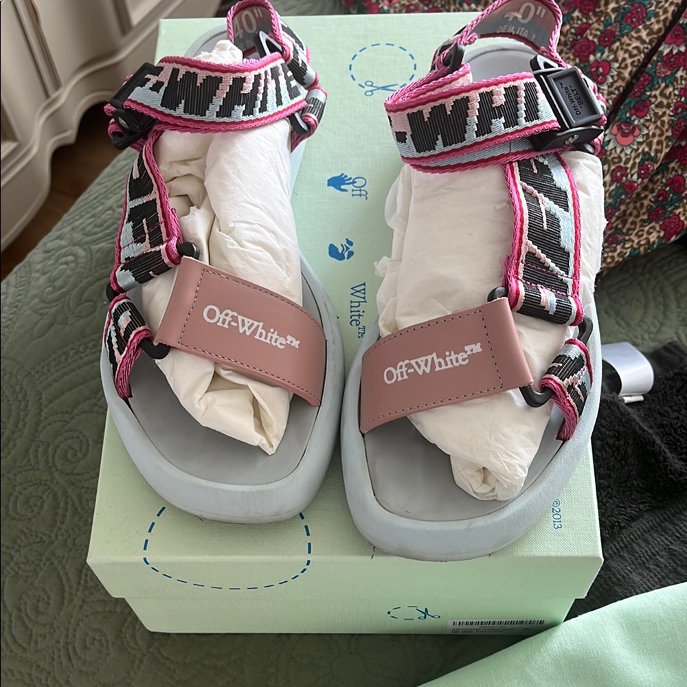 Off-White Pink and Black Sandals Comfort-Focused Design
